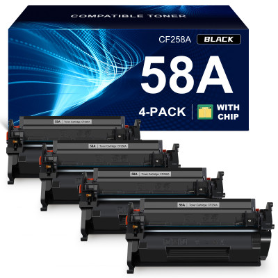 ALLWORK 58A Compatible Toner Cartridge Replacement for HP CF258A 4 Packs [with Chip]